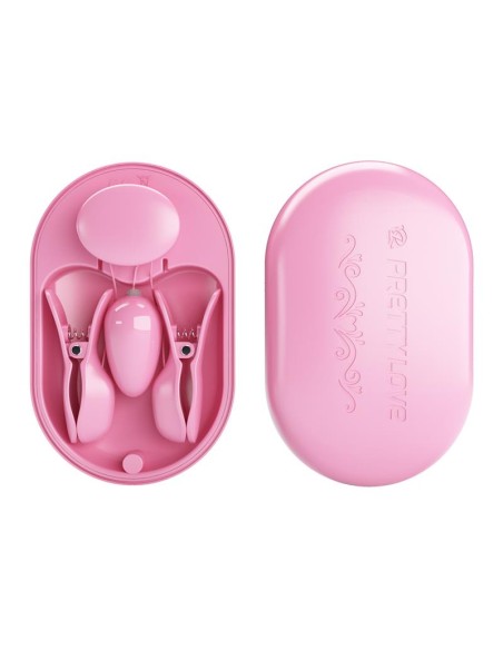 Surprise Box Huevo Vibrador y Pinzas para Pezones con Electro Estimulación Rosa
