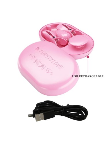 Surprise Box Huevo Vibrador y Pinzas para Pezones con Electro Estimulación Rosa