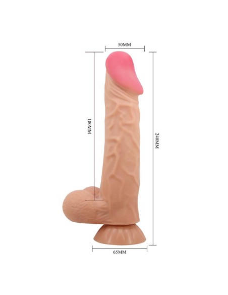 Vibrador Realista Control Remoto, Doble Densidad y Piel Deslizante 24 cm
