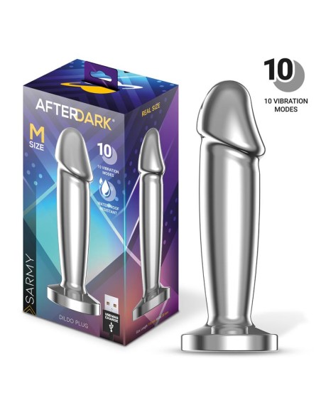 Sarmy Plug Anal Cromado con Vibración USB Magnético Talla M