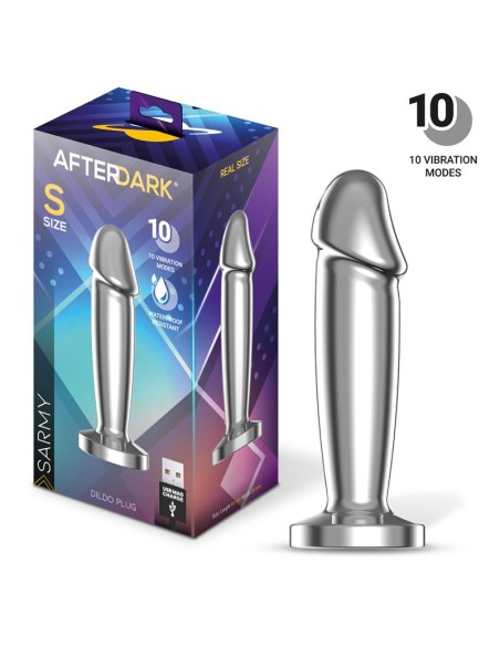Sarmy Plug Anal Cromado con Vibración USB Magnético Talla S