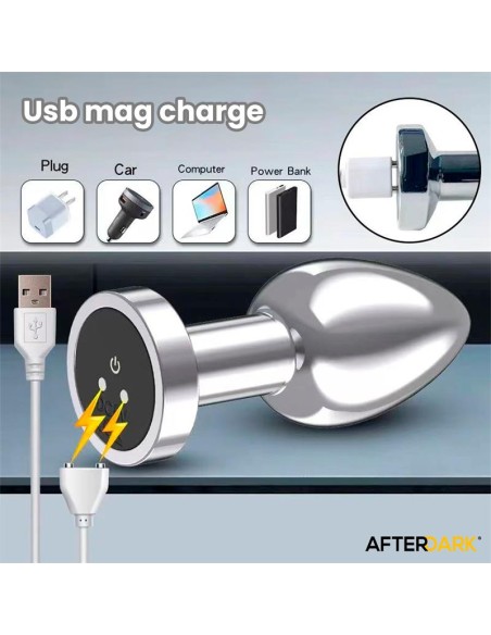 Dimpor Plug Anal Cromado con Vibración USB Magnético Talla L