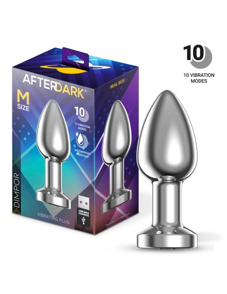 Dimpor Plug Anal Cromado con Vibración USB Magnético Talla M