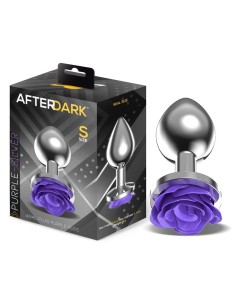 Plug Anal de Metal con Rosa Púrpura en la Base Talla S