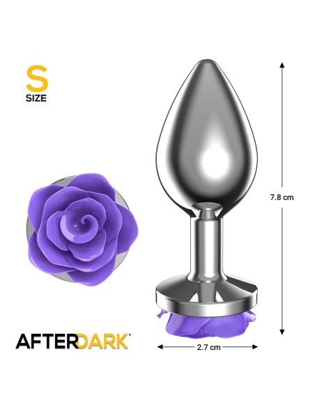 Plug Anal de Metal con Rosa Púrpura en la Base Talla S