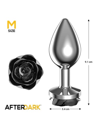 Plug Anal de Metal con Rosa Negra en la Base Talla M