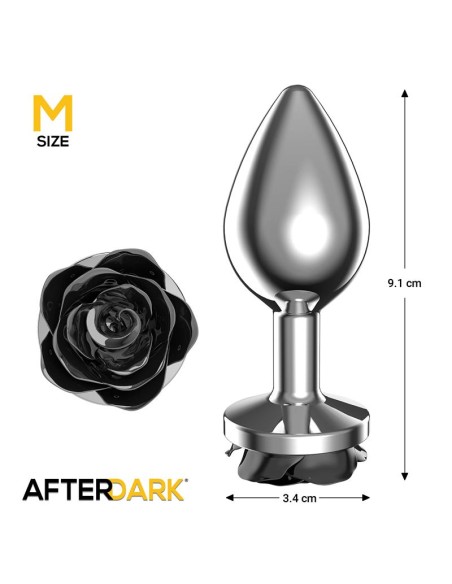 Plug Anal de Metal con Rosa Negra en la Base Talla M