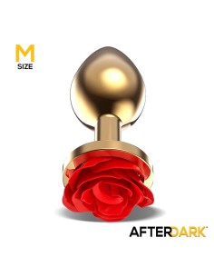 Plug Anal de Metal Dorado con Rosa Roja en la Base Talla M 2