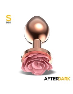 Plug Anal de Metal Oro Rosa con Rosa Rosa en la Base Talla S 2