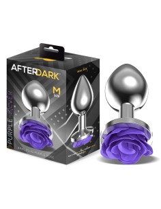 Plug Anal de Metal con Rosa Púrpura en la Base Talla M