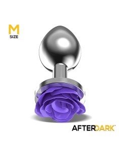 Plug Anal de Metal con Rosa Púrpura en la Base Talla M 2