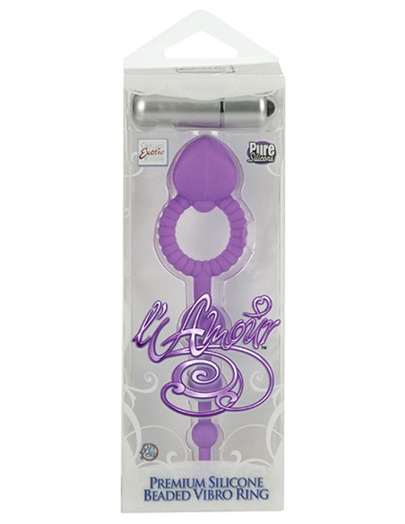 L'AMOUR PREMIUM SILICONE BEADED VIBRO RING - PURPLE