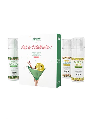 WARMING GOURMET MASSAGE  OILS  LET.S CELEBRATE! 3 X 30ML