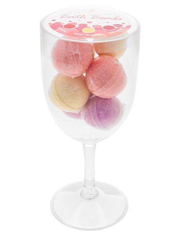 Wine Glass w/ 6 Wine Scented Bath Bombs