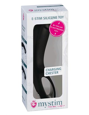 MYSTIM CHARGING CHESTER E-STIM DILDO, SEXY BLACK