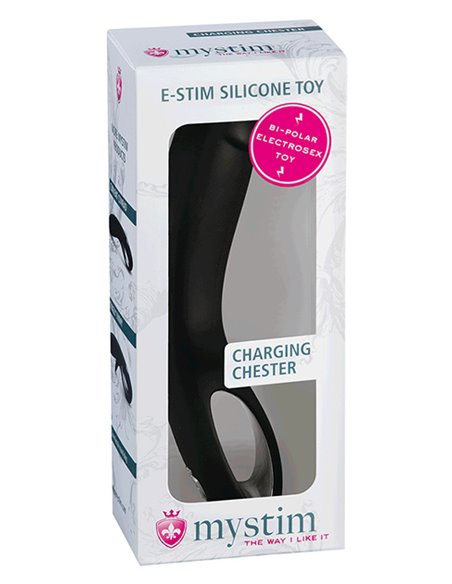 MYSTIM CHARGING CHESTER E-STIM DILDO, SEXY BLACK