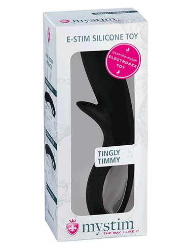 MYSTIM TINGLY TIMMY E-STIM DILDO, SEXY BLACK