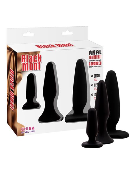 Pack 3 Plug Anal Traimer Kit Silicona Negro