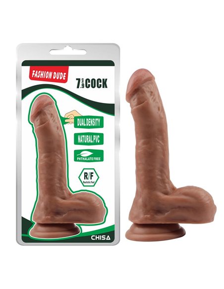 Dildo Dual Density Fashion Dude 20.5 x 4.5 cm Bronceado