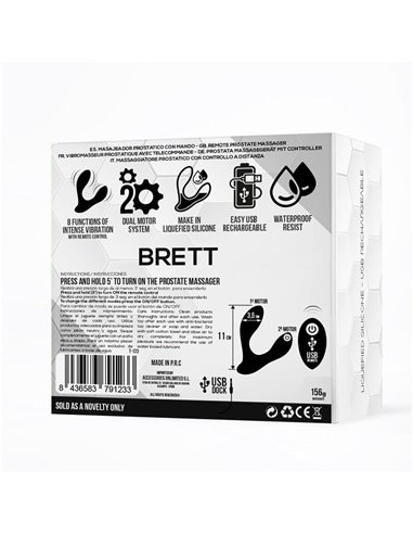 Brett Masajeador Prostático Control Remoto USB Silicona Líquida