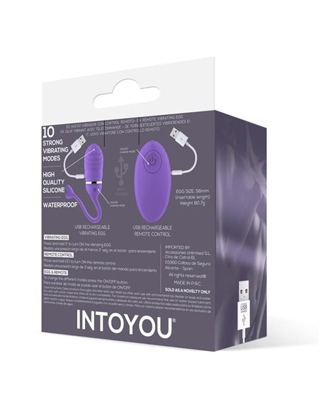 Huevo Vibrador Control Remoto Odise USB Silicona Púrpura
