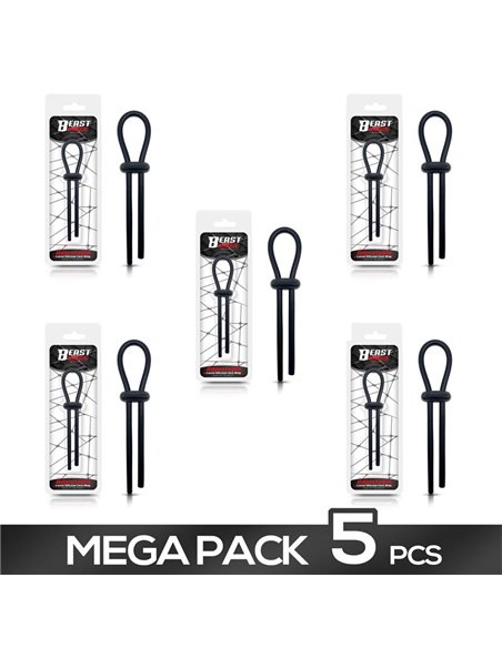 Pack de 5 Anillo para el Pene de Lazo Ajustable Silicona Sólida Negro
