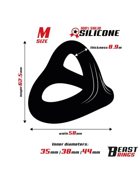 Anillo Triple Silicona Solida 44/38/35mm Talla M