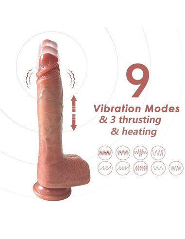 Dildo con Vibración, Thrusting y Calor