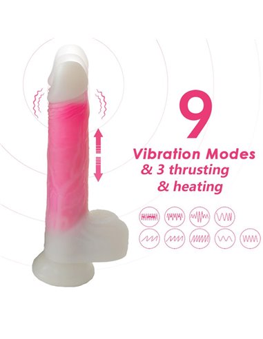 Dildo Doble Capa con Vibración, Thrusting y Calor