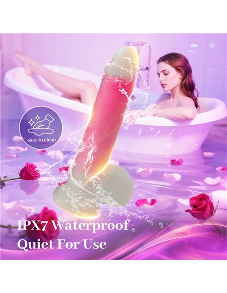 Dildo Doble Capa con Vibración, Thrusting y Calor