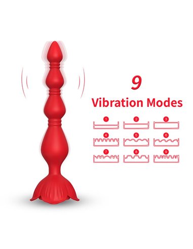 Cadena Anal con Vibración Base de Rosa