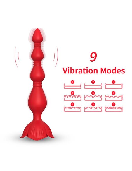 Cadena Anal con Vibración Base de Rosa