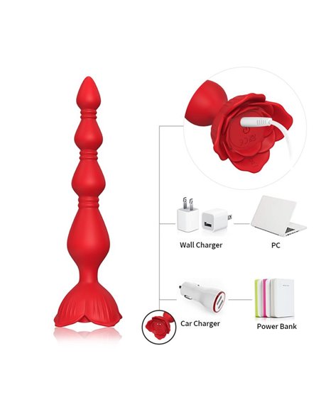 Cadena Anal con Vibración Base de Rosa