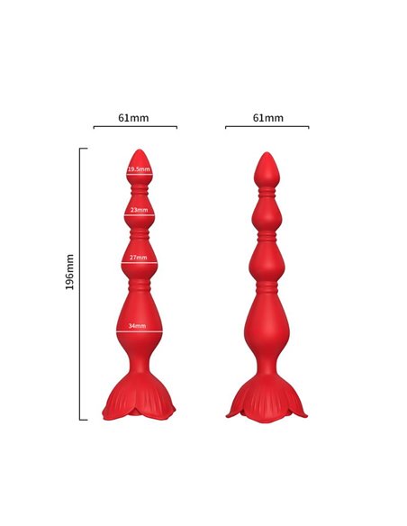Cadena Anal con Vibración Base de Rosa
