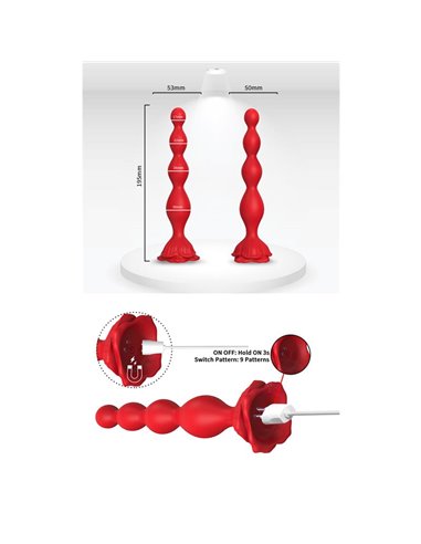 Cadena Anal con Vibración Base de Rosa