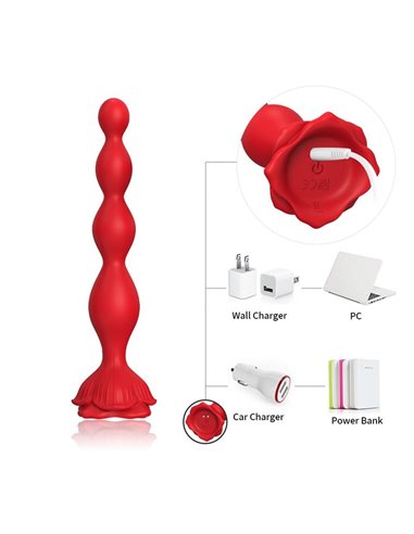 Cadena Anal con Vibración Base de Rosa
