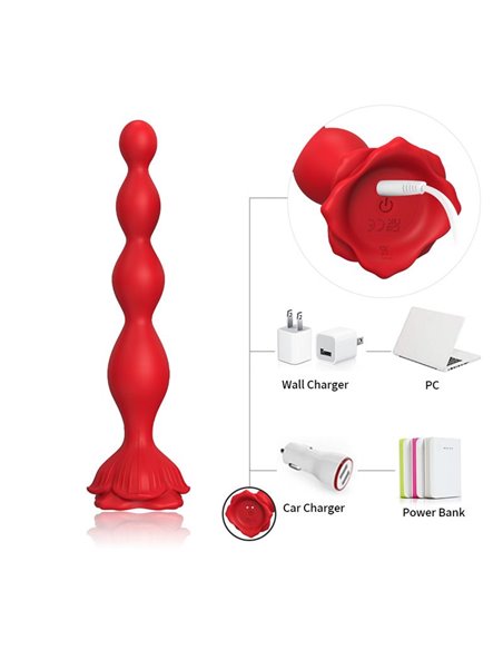 Cadena Anal con Vibración Base de Rosa