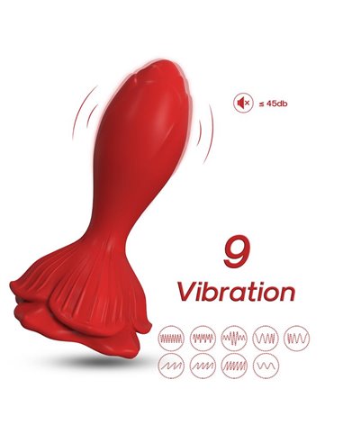Plug Anal con Vibración Base de Rosa