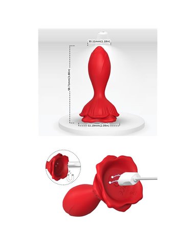 Plug Anal con Vibración Base de Rosa