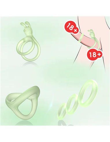 Set de Anillos para el Pene Brilla en la Oscuridad