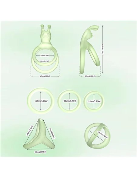 Set de Anillos para el Pene Brilla en la Oscuridad