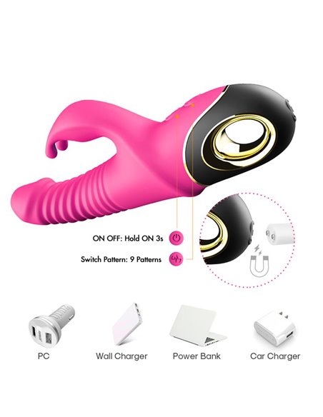 Vibrador con Thrusting y Oscilación 360º Rosa