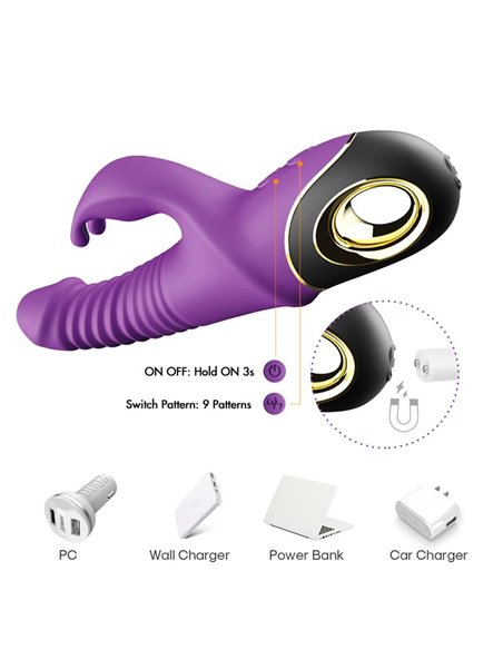 Vibrador con Thrusting y Oscilación 360º Purpura