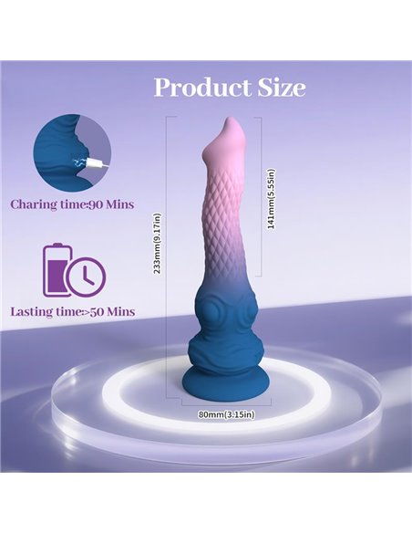 Dildo Fantasía con Vibración, Oscilación y Ventosa