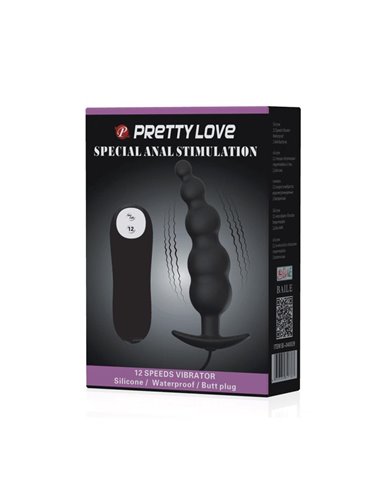 Vibrador Anal Burbujas Negro con Control Remo cl70