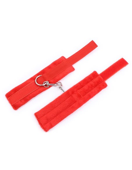 Esposas de Tela con Velcro para Muñecas con Pelo Largo Rojo