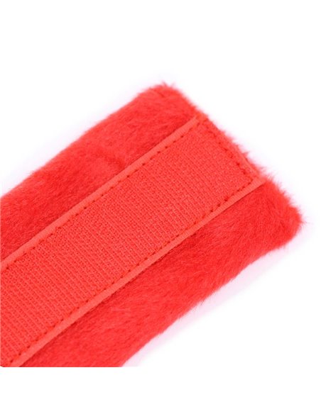 Esposas de Tela con Velcro para Muñecas con Pelo Largo Rojo