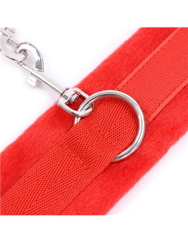 Esposas de Tela con Velcro para Muñecas con Pelo Largo Rojo