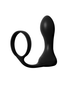 Anillo y Plug Anal con Vibración Negro