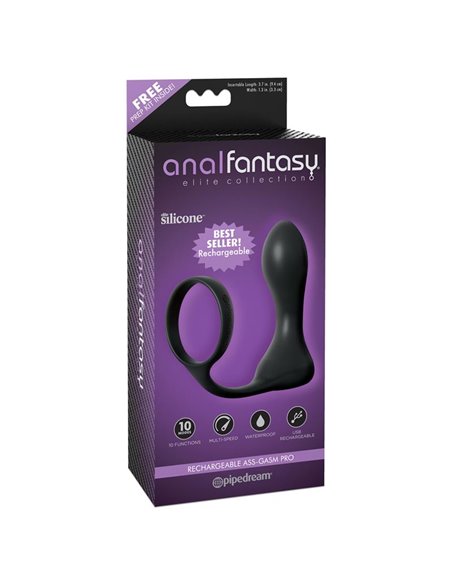 Anillo y Plug Anal con Vibración Negro